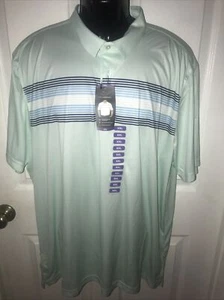 Greg Norman Polo Shirt Mens XXL FRESCO Green Play Dry Striped Golf Play Dry New - Picture 1 of 8