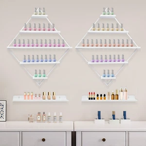 5 Ebenen Rhombus Nagellack Regal Eisen Display Ständer Wandregal Nagellack Weiß - Imagen 1 de 20