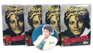 TOPPS Michael Jackson Thriller Trading Card Packs (4) SEALED 1984 Pin Button VTG - Picture 1 of 7