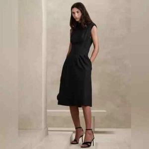 ¡NUEVO CON ETIQUETAS! Vestido midi Banana Republic negro Rabia Ponte - Talla XLT (alto) - Imagen 1 de 5