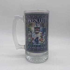 Dallas Cowboys Dak Prescott Glass Beer Stein Mug - Picture 1 of 4