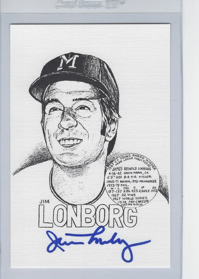 Jim Lonborg Signed Auto 4x6 Baseball Art Card Autograph - Image 1 of 1