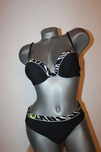 Bikini Triumph "Sloggi Black Zebra CTOWU" push up taglia 38 B nero verde tai - Foto 1 di 11
