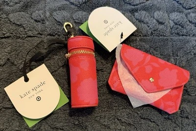 Bolso de lápiz labial floral rojo rosa Kate Spade NY x Target de lona y tarjetero Foto 1 de 3