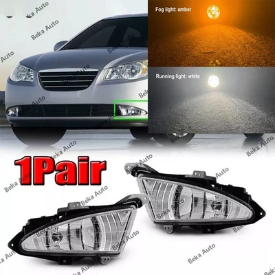 LED Amber Front Fog Lamp w/ White Running Light For Hyundai Elantra 2007-2010 - Image 1 of 4