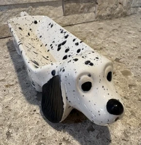Piatto servizio cracker cane cucciolo bassotto bianco nero macchie MCM ceramica 11" - Foto 1 di 9