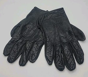 Men's Vintage Soft Black Leather Gloves Size M Unlined Excellent Condition - Picture 1 of 4