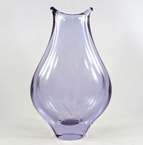 Zelezny Brod Czechoslovakia Neodymium Glass Vase With Floral Etch Design - Picture 1 of 6