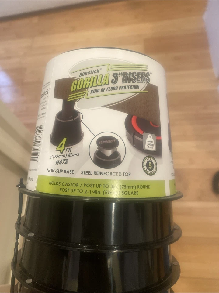 () Gorilla H672 Floor Protection Gorilla 3 in. Black Furniture/Bed Riser