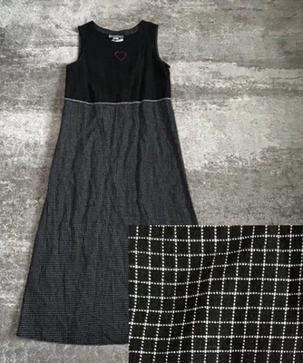 Carol Andersson Dress Womens Medium 100% Linen Maxi Check Modest Black White USA - Image 1 of 4