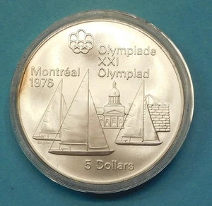 1973 CANADA UK Elizabeth II Olympics Montreal Sailing BU Silver 5 Coin Canadian - Picture 1 of 2