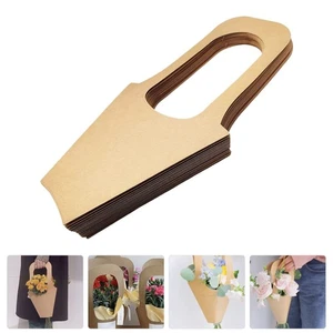 15pcs Kraft Paper Flowers Bags Bouquet Bags with Handle Flowers Wrapping Paper - Picture 1 of 12