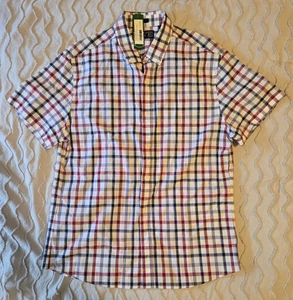 Camisa STITCH FIX Hawker Rye Para Hombres Manga Corta Catania Slub Grande Roja Blanca Azul - Imagen 1 de 3