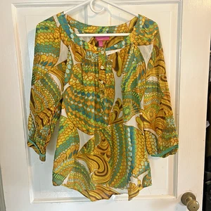 Banana Republic Women’s Trina Turk 2012 Silk Blend Blouse Top 12 Floral Paisley - Picture 1 of 12