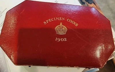 GB 1902  11  Pc Silver Proof Set Case, No Coins, Leather Case, Excellent Cond. - Image 1 of 3