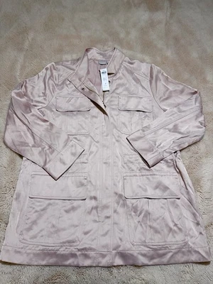 NWT Chicos Satin Utility Jacket Women’s Size 3 US 16-/18 Pink Full Zip TubGA4 - Image 1 of 4