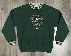 Sudadera Vintage Mickey Mouse Verde XL Bordada Hecha en EE. UU. Años 90 - Imagen 1 de 7