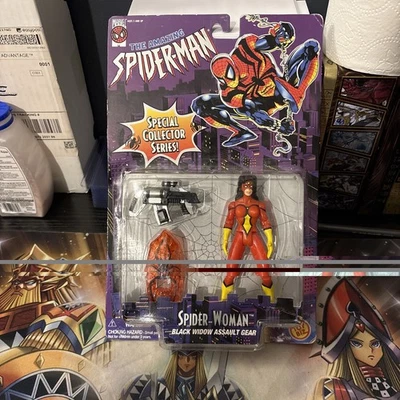 Amazing Spider-Man, Spider-Woman, Black Widow Assault Gear Vintage Novo na embalagem ToyBiz  - Imagem 1 de 4