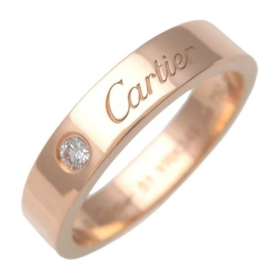 Cartier Engraved 1P Diamond Ring #51 (750PG Pink Gold) US5.5–5.75 Used - Image 1 of 4