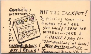Postal publicitaria por correo de la década de 1940 "Juega a las máquinas tragamonedas en casa" Arizona - Imagen 1 de 2