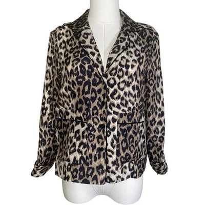 Chaqueta de Trabajo Barneys New York Talla 36 100% Seta Seta Mujer Estampado Leopardo Foto 1 de 4