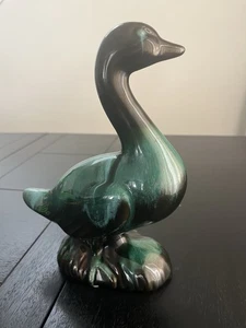 Vtg Blue Mountain Pottery Standing Duck Figurine Blue/Green/Black Drip Glaze - Picture 1 of 13