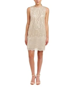 Belle by Badgley Mischka Women’s Gold Cocktail Dress Sz 12 Beaded Sequin Formal - Picture 1 of 10