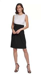 DKNY Colorblocked Ruched Sheath Dress Size 8 (Macy’s) - Picture 1 of 10