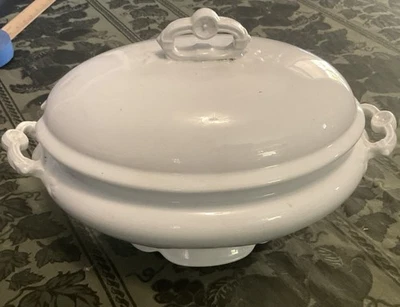 Antique White Ironstone Tureen with Lid  by W & E Corn England - Image 1 of 4