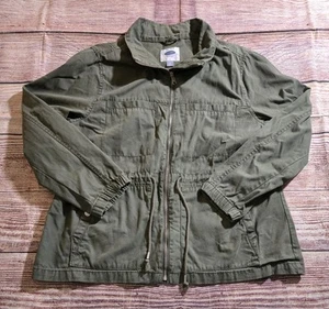 Old Navy Womens XL Full Zip High Neck Cinch-Waist Hunter Green Field Jacket EUC - Picture 1 of 12