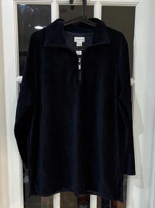 Liz Claiborne Women's S Black 1/4 Zip Corduroy Pullover Top - Picture 1 of 3