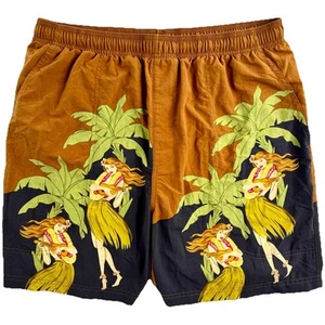 Vtg Tommy Bahama Board Shorts Mens L 34x6.5 Hula Girls Lined Hawaiian Aloha Surf - Picture 1 of 15