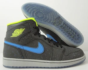 NIKE AIR JORDAN 1 RETRO HIGH BHM BLACK HISTORY VOLT-BLUE SZ 9.5 [579591-012] - Picture 1 of 7