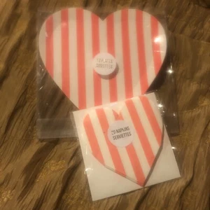 Meri Meri Striped Heart Plates Napkin Set Party Event Birthday Shower Love - Picture 1 of 3