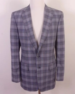 vintage 60s 70s Botany 500 Gray Brown Plaid 100% Wool Blazer Sportcoat SZ 40 L - Picture 1 of 6