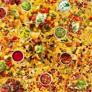 100% Cotton Digital Fabric Timeless Treasures Loaded Nachos Supreme 112cm Wide - Picture 1 of 1