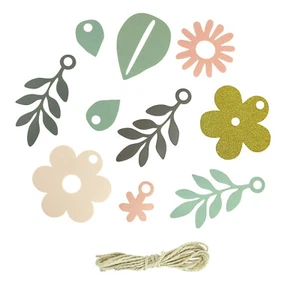Etichetta Foglia E Fiore Con Cordino 10 Pezzi - Foto 1 di 1