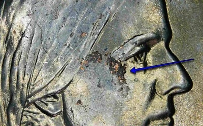 Retained Grease Strike Thru Error - 1979 Susan B Anthony Dollar Coin Many areas! - Image 1 of 4