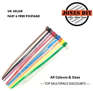 CABLE TIES ZIP TIE WRAPS STRONG LONG ALL COLOURS - BLACK WHITE ORANGE GREEN RED - Picture 1 of 22