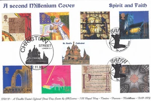 Christmas GB GBFDC DW13 DOUBLED FDC 1999 + 2000 No. 1 of 50 (105650)  - Picture 1 of 2