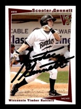 SCOOTER GENNNETT SIGNED 2010 GRANDSTAND WISCONSIN TIMBER RATTLERS ON-CARD AUTO