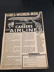 Anuncio de escuela de entrenamiento de aerolíneas 1960 - recorte de anuncio impreso de revista vintage - Imagen 1 de 1