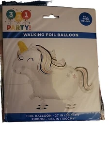 Unicorn Walking Pet Foil Balloon Helium Kids Fun Parties Toys NEW - Bild 1 von 3