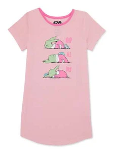 Star Wars The Mandalorian Girls Baby Yoda Short Sleeve Nightgown Pnk 6/6/x Small - Picture 1 of 3