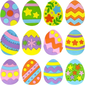 24 Pcs Foam Easter Eggs for Crafts Easter Foam Crafts Stickers Set with Rhinesto - Picture 1 of 12