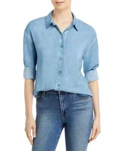 Cupio Women's Blue Collared Button-Front Shirt Size XL, NWT $58 (bn28) - Picture 1 of 7