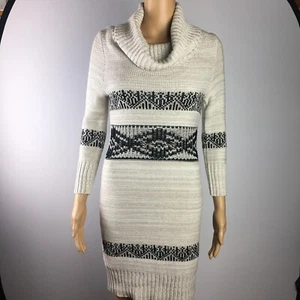 Maurices Beige & Black Knit Sweater Dress Cowl Neck Sz Small Camisole Under EUC - Picture 1 of 10