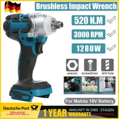 MARKENLOS Avvitatore a percussione 520Nm cricchetto avvitatore brushless per batteria Makita 18V DE
