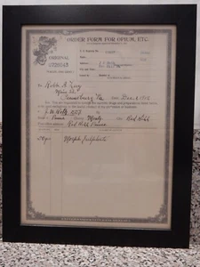 Vintage Framed ORIGINAL ORDER FORM FOR OPIUM ETC. Dec.1,1919 Morphine Sulphate - Picture 1 of 6