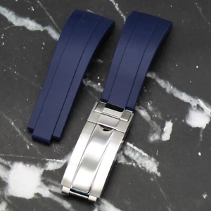 Kombinationsschnalle 19 mm Marine Gummi Oysterflex Stil Armband - Bild 1 von 6